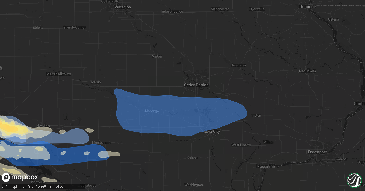 Hail map in Fairfax, IA on September 8, 2026