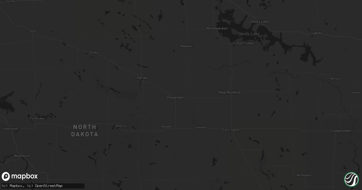 Hail map in Fessenden, ND on September 8, 2026