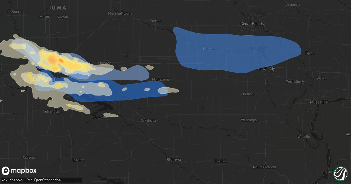 Hail map in Gibson, IA on September 8, 2026