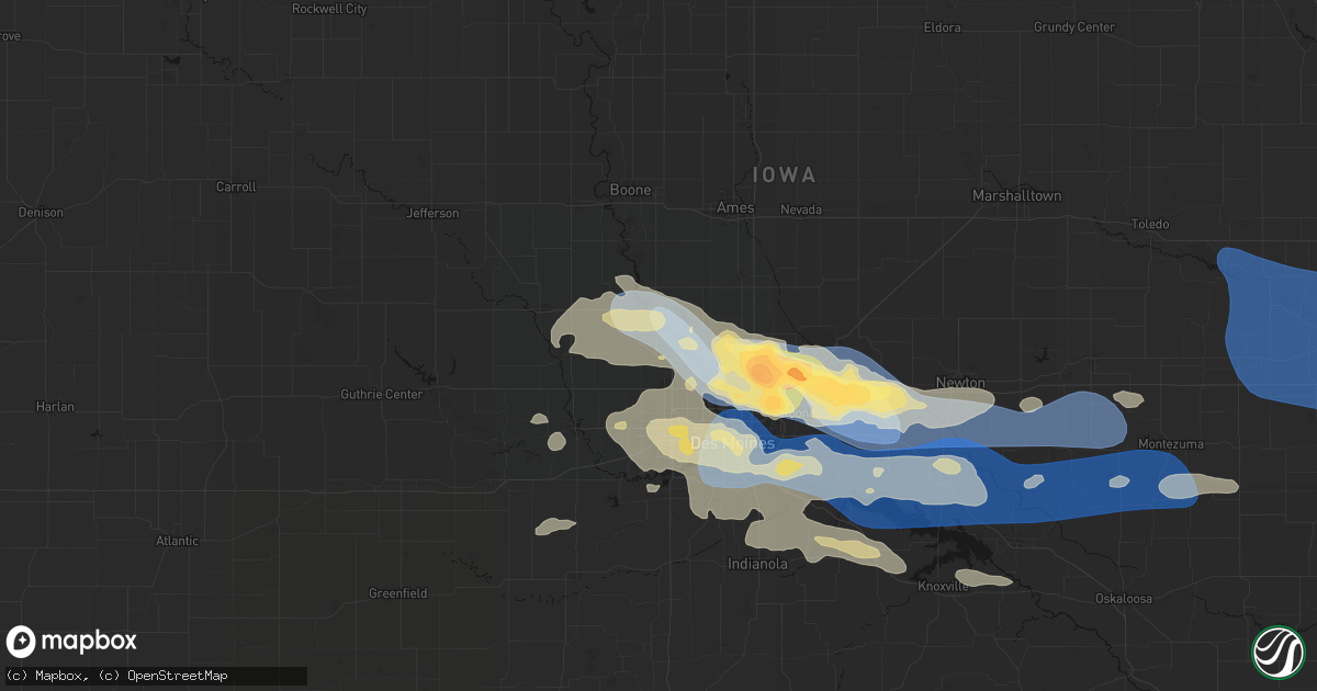 Hail map in Granger, IA on September 8, 2026