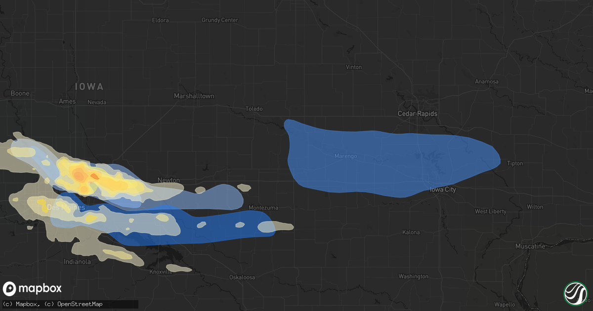Hail map in Hartwick, IA on September 8, 2026