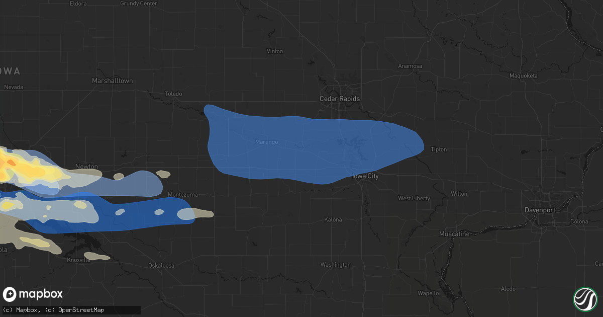 Hail map in Homestead, IA on September 8, 2026