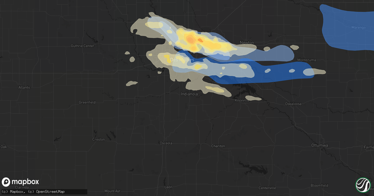 Hail map in Indianola, IA on September 8, 2026