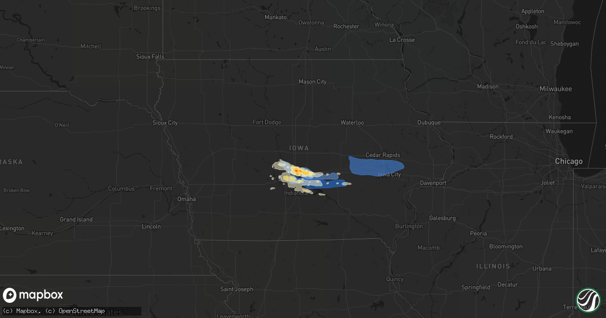 Hail map in Iowa on September 8, 2026