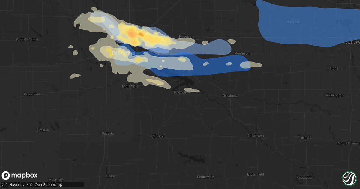 Hail map in Knoxville, IA on September 8, 2026