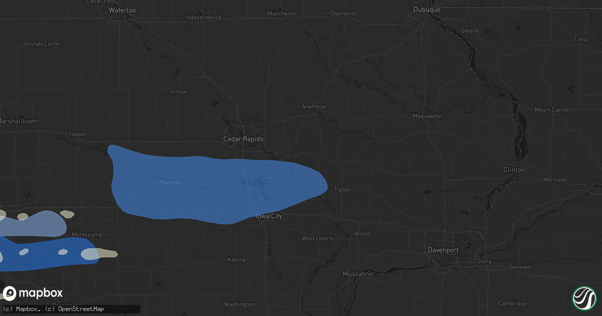 Hail map in Lisbon, IA on September 8, 2026