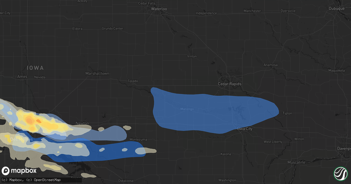 Hail map in Luzerne, IA on September 8, 2026