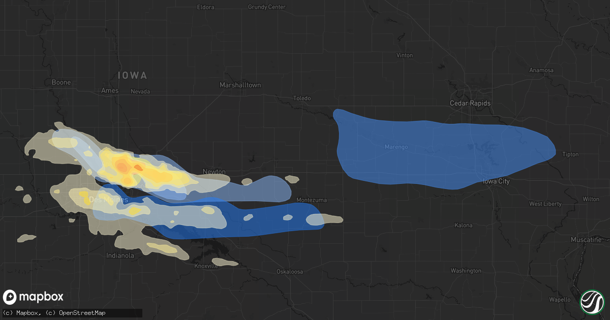 Hail map in Malcom, IA on September 8, 2026