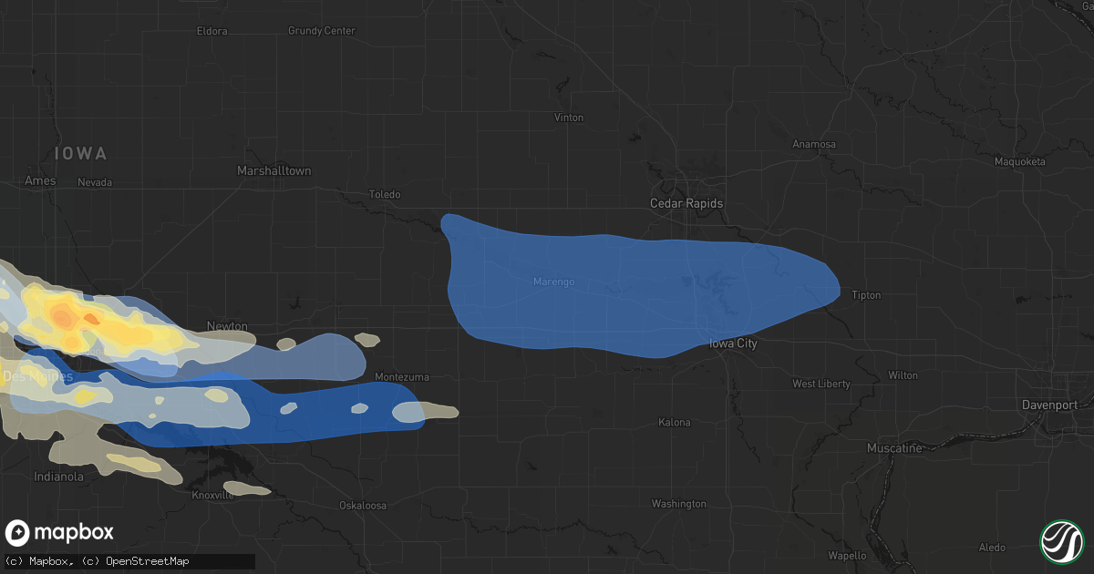 Hail map in Marengo, IA on September 8, 2026