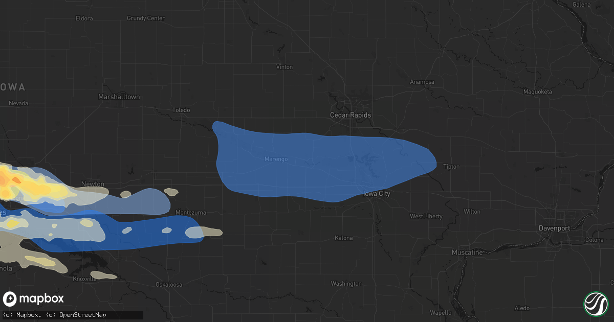 Hail map in Middle Amana, IA on September 8, 2026