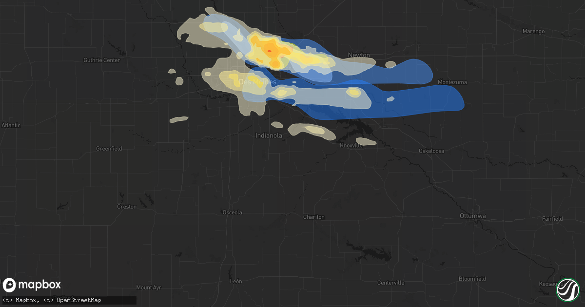 Hail map in Milo, IA on September 8, 2026