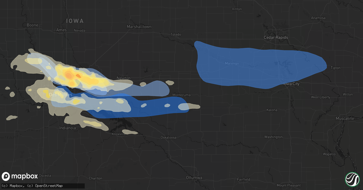 Hail map in Montezuma, IA on September 8, 2026