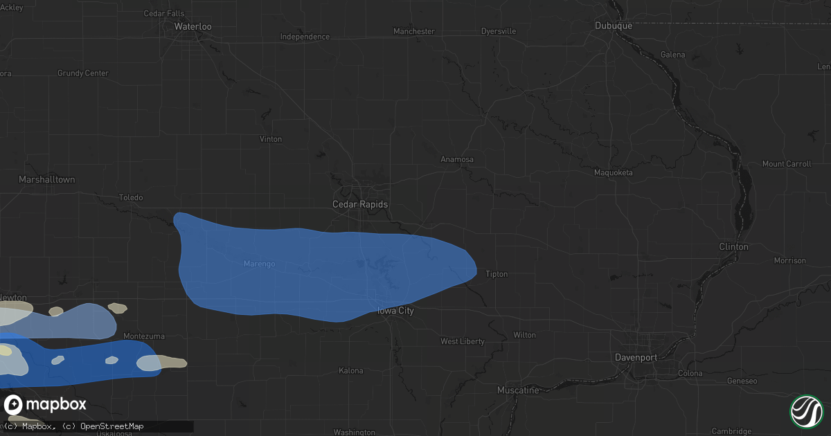 Hail map in Mount Vernon, IA on September 8, 2026