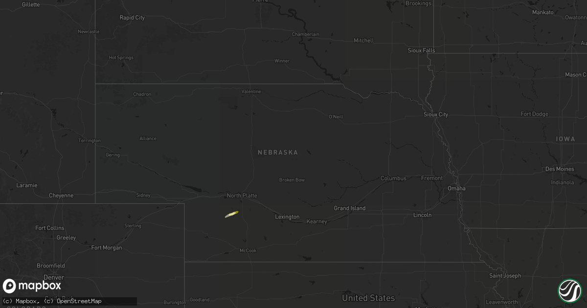 Hail map in Nebraska on September 8, 2026