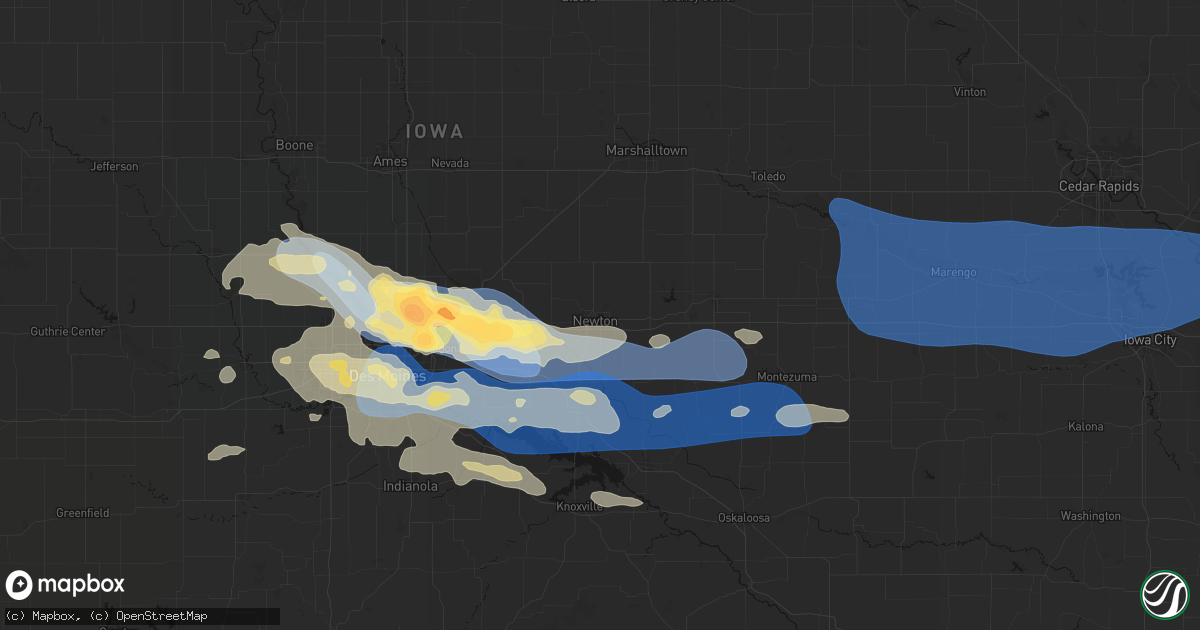 Hail map in Newton, IA on September 8, 2026
