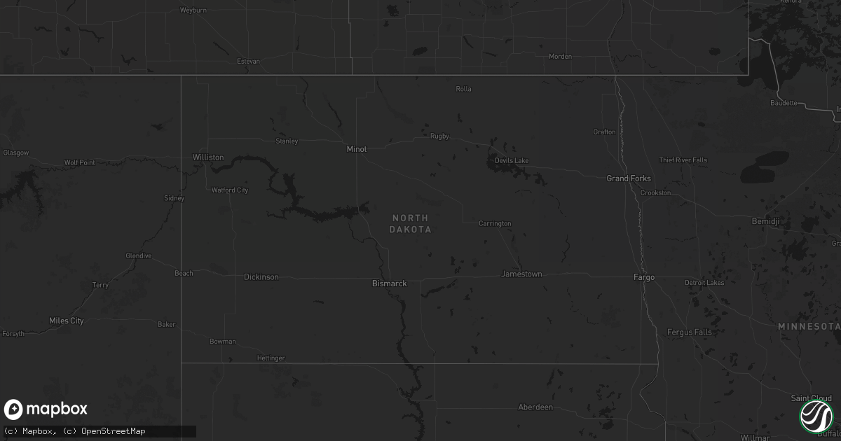Hail map in North Dakota on September 8, 2026