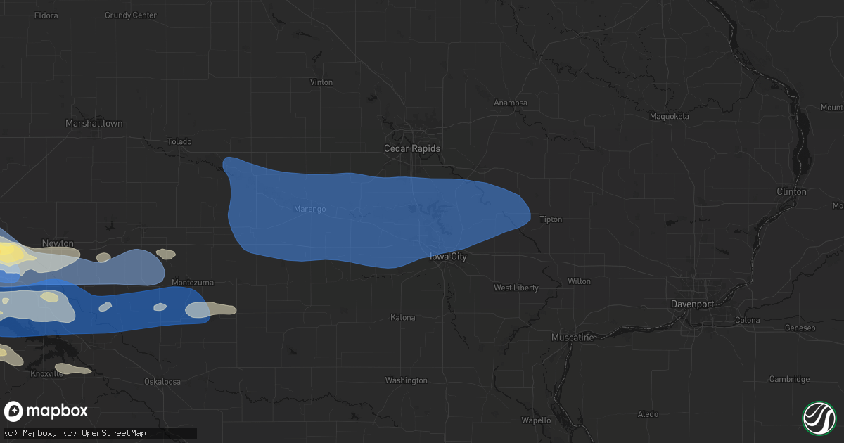 Hail map in North Liberty, IA on September 8, 2026