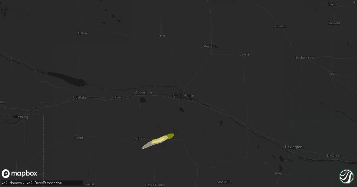 Hail map in North Platte, NE on September 8, 2026