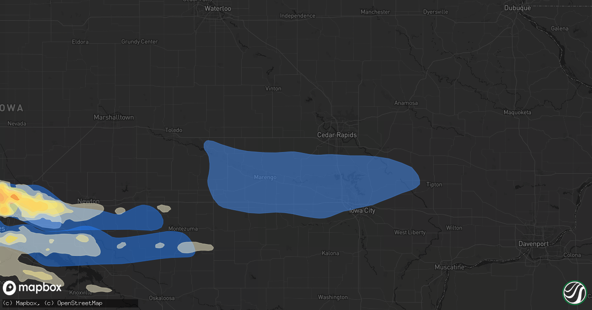 Hail map in Norway, IA on September 8, 2026