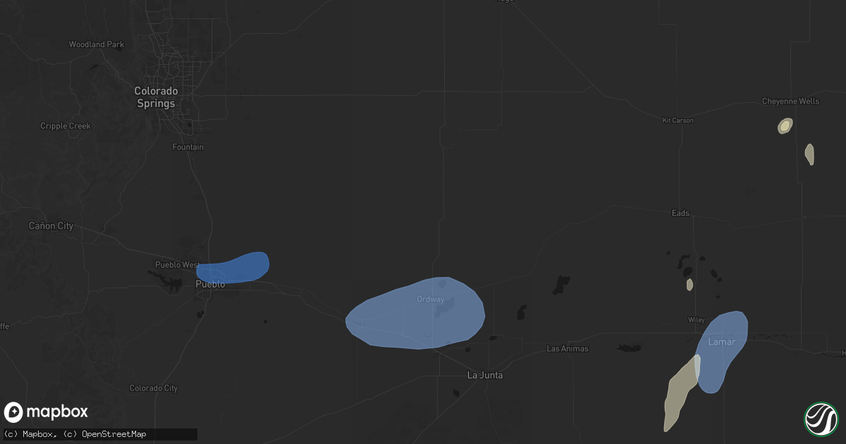 Hail map in Ordway, CO on September 8, 2026