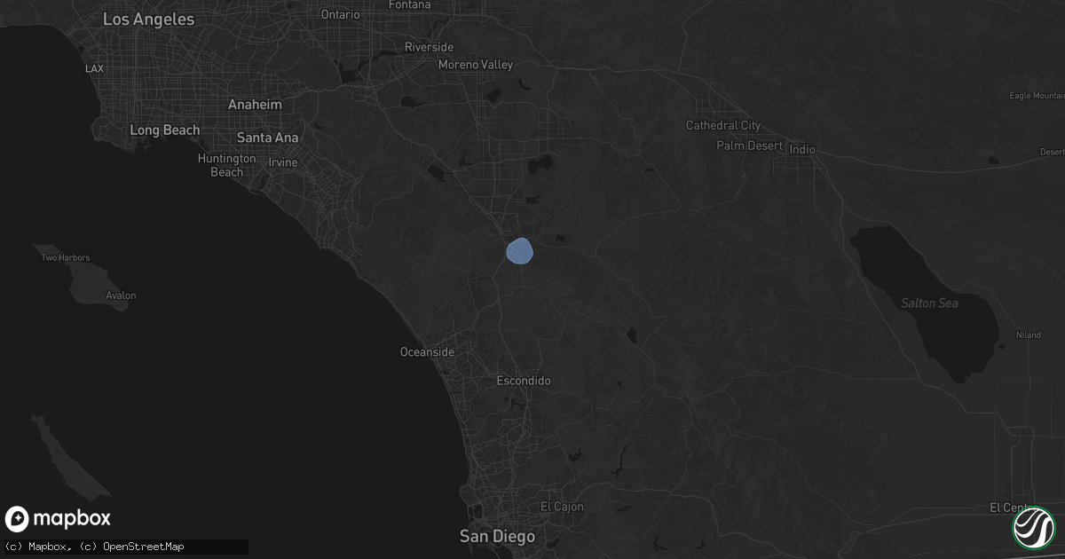 Hail map in Pala, CA on September 8, 2026