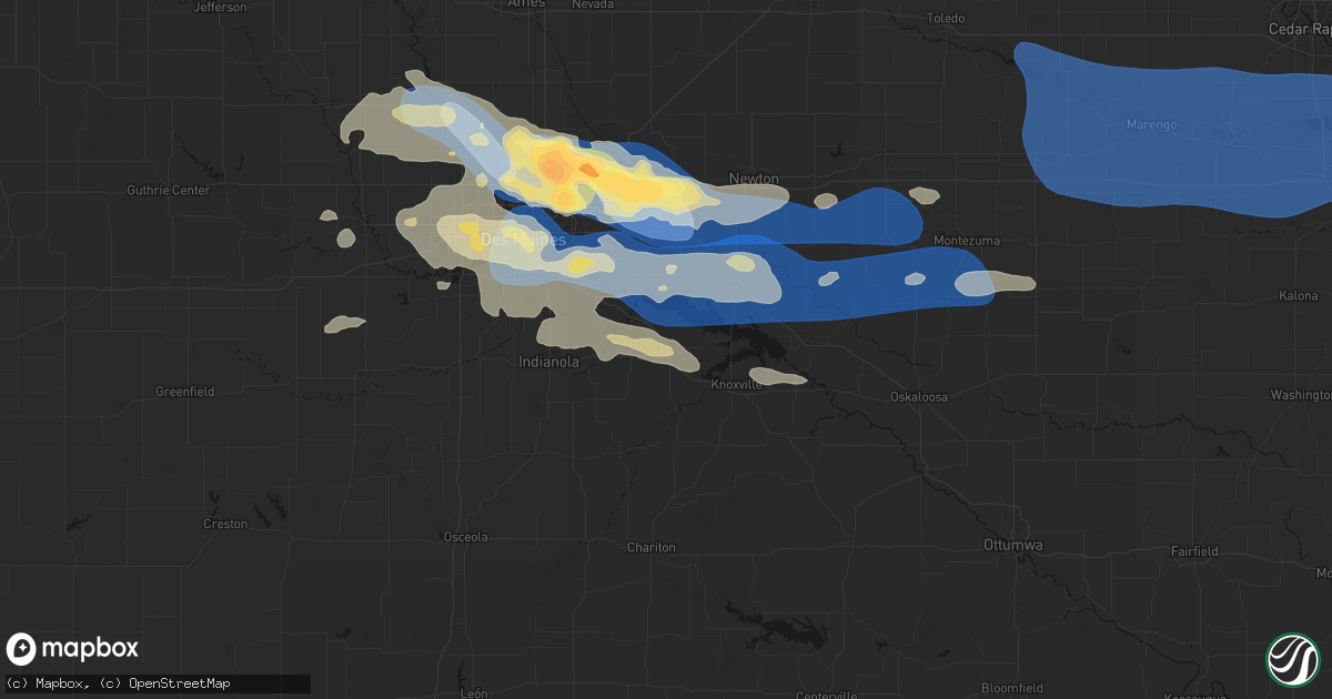 Hail map in Pleasantville, IA on September 8, 2026