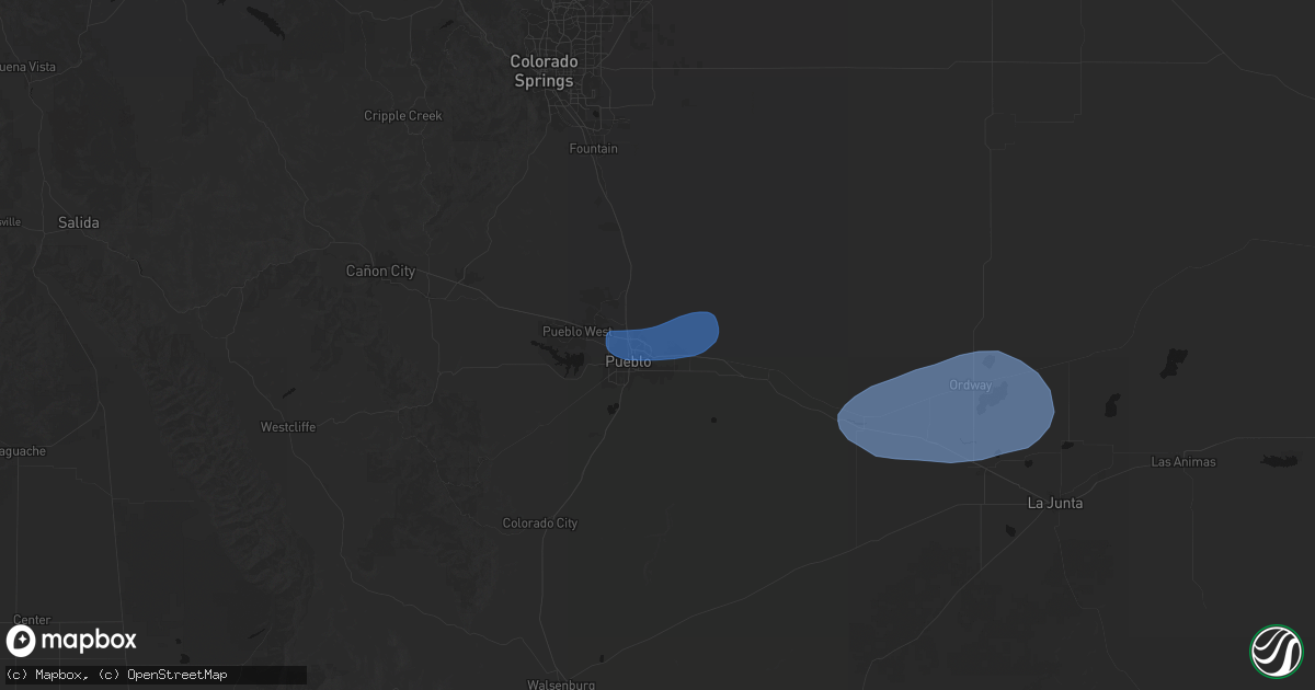 Hail map in Pueblo, CO on September 8, 2026