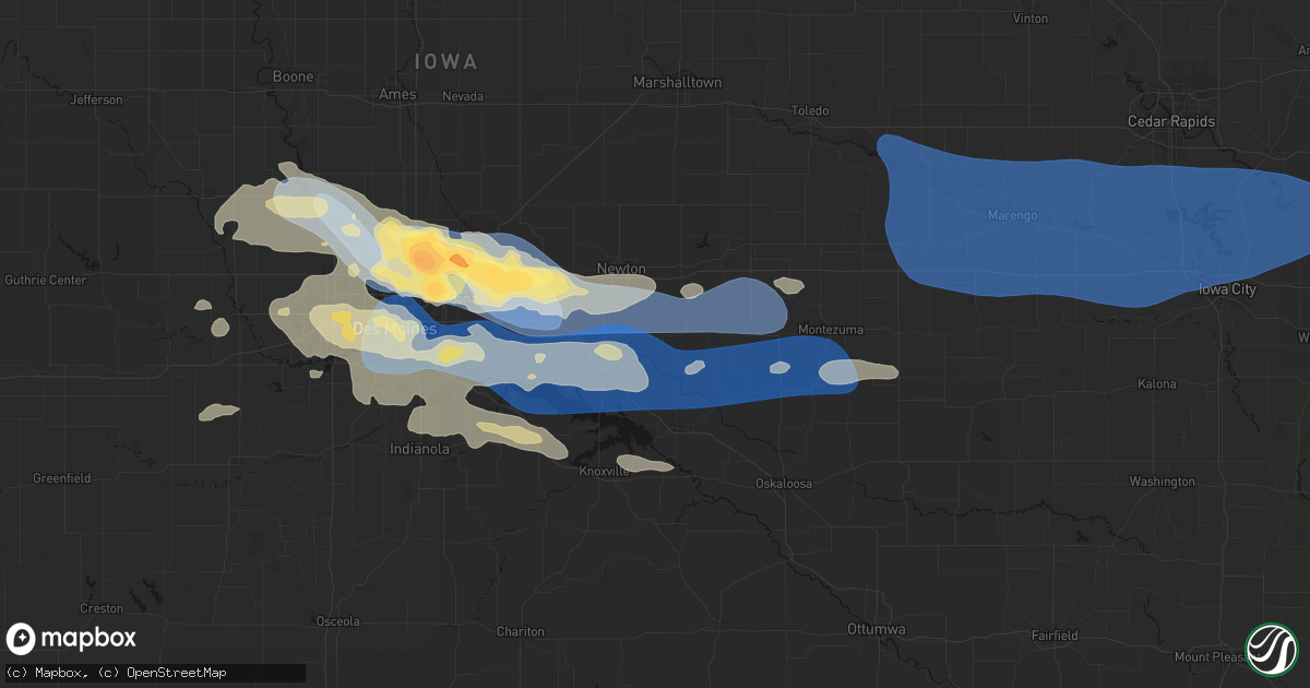 Hail map in Reasnor, IA on September 8, 2026