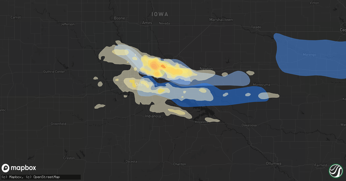 Hail map in Runnells, IA on September 8, 2026