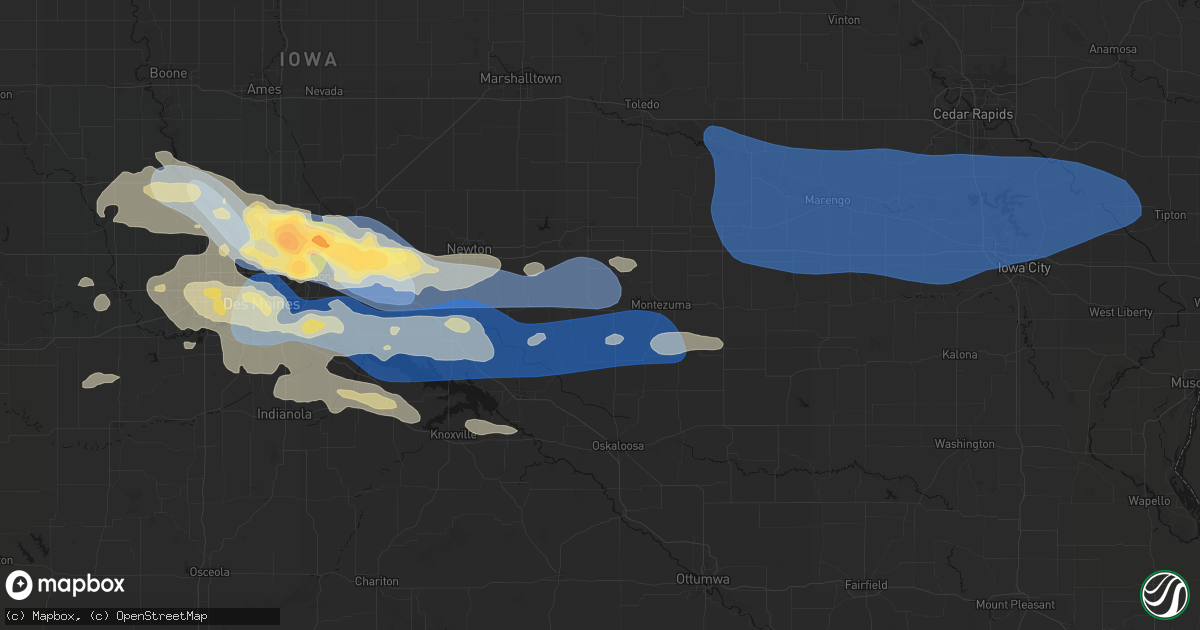 Hail map in Searsboro, IA on September 8, 2026