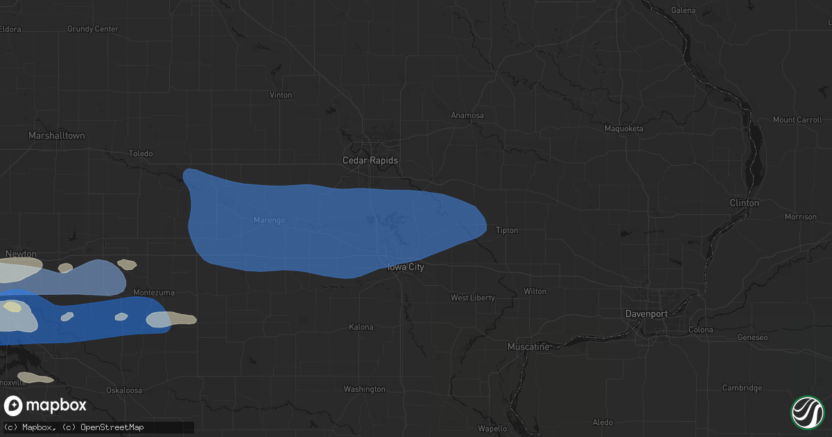 Hail map in Solon, IA on September 8, 2026