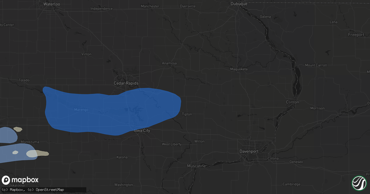 Hail map in Stanwood, IA on September 8, 2026