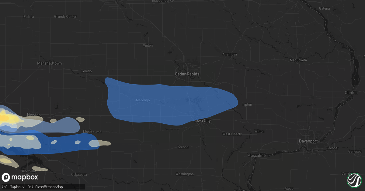 Hail map in Swisher, IA on September 8, 2026