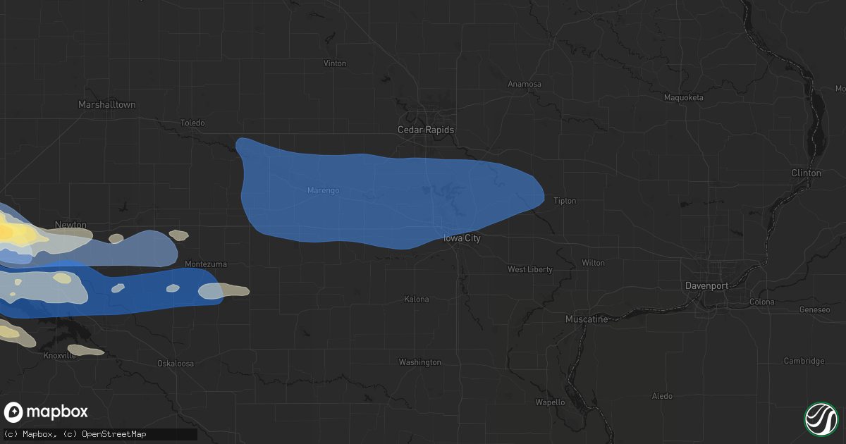 Hail map in Tiffin, IA on September 8, 2026