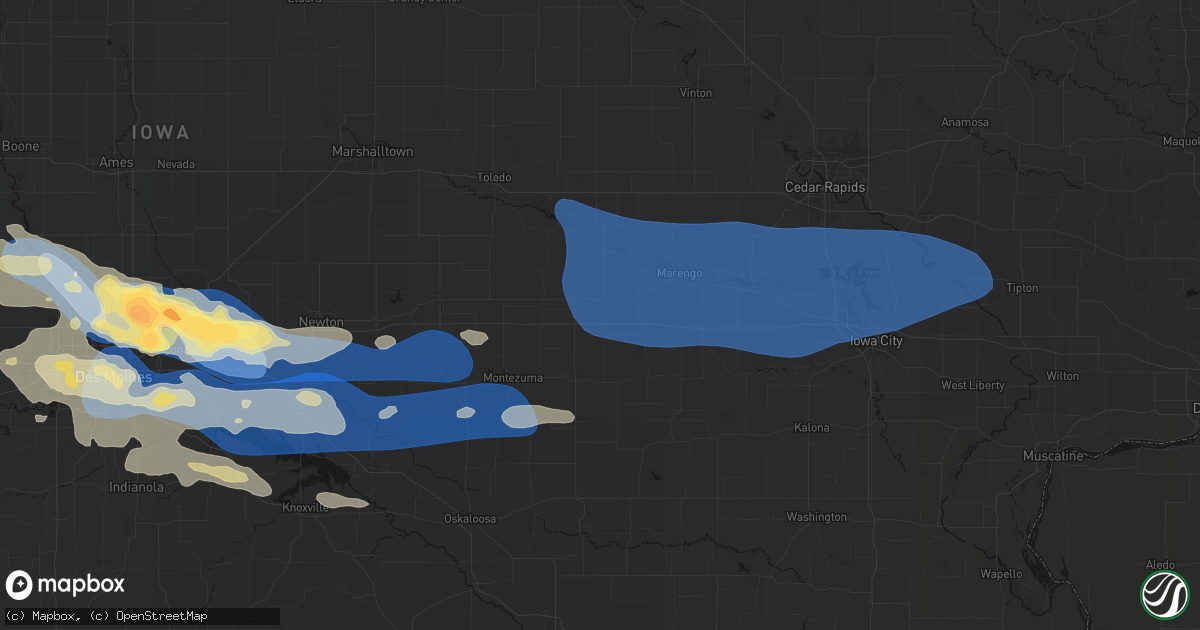 Hail map in Victor, IA on September 8, 2026