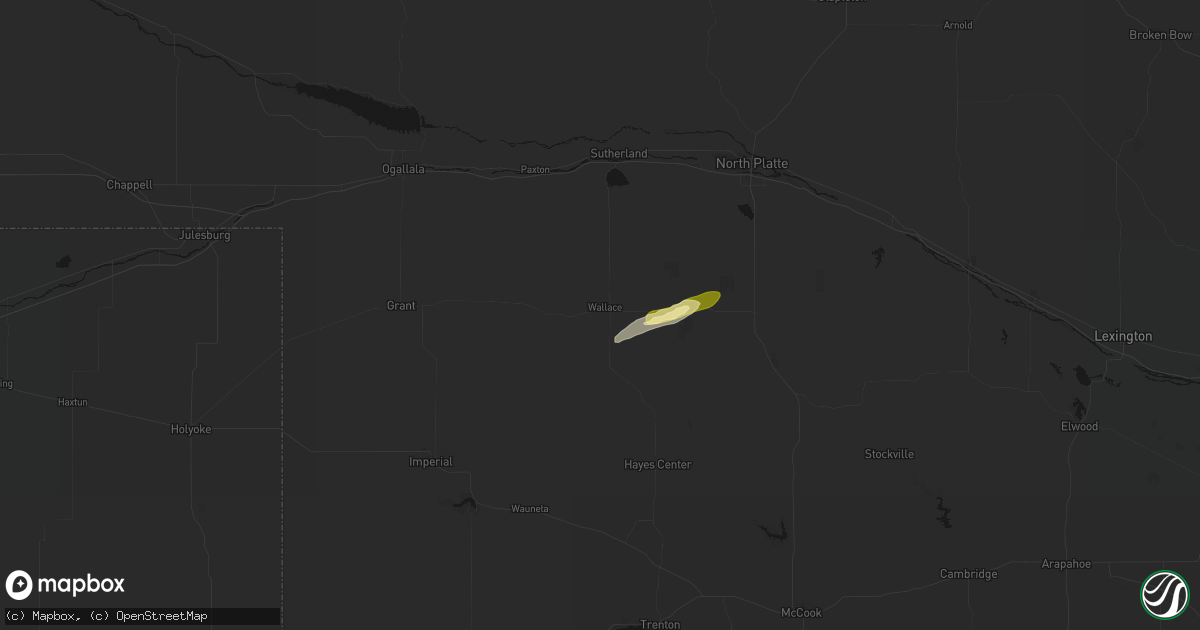 Hail map in Wallace, NE on September 8, 2026