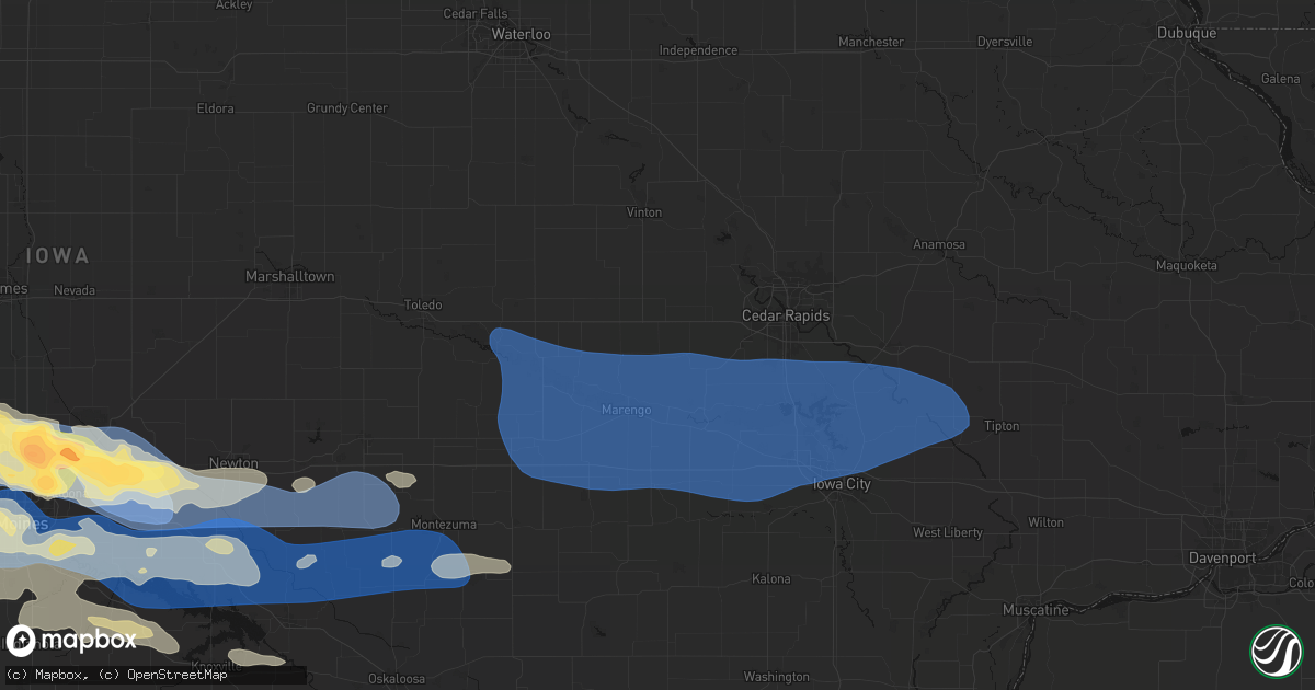 Hail map in Watkins, IA on September 8, 2026