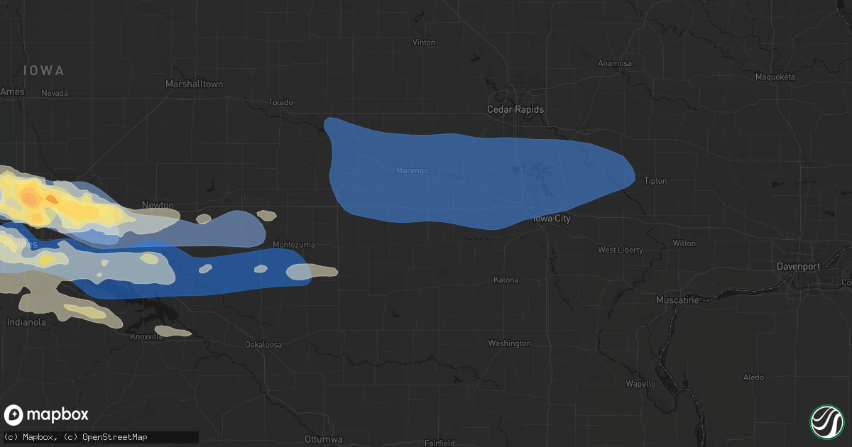 Hail map in Williamsburg, IA on September 8, 2026