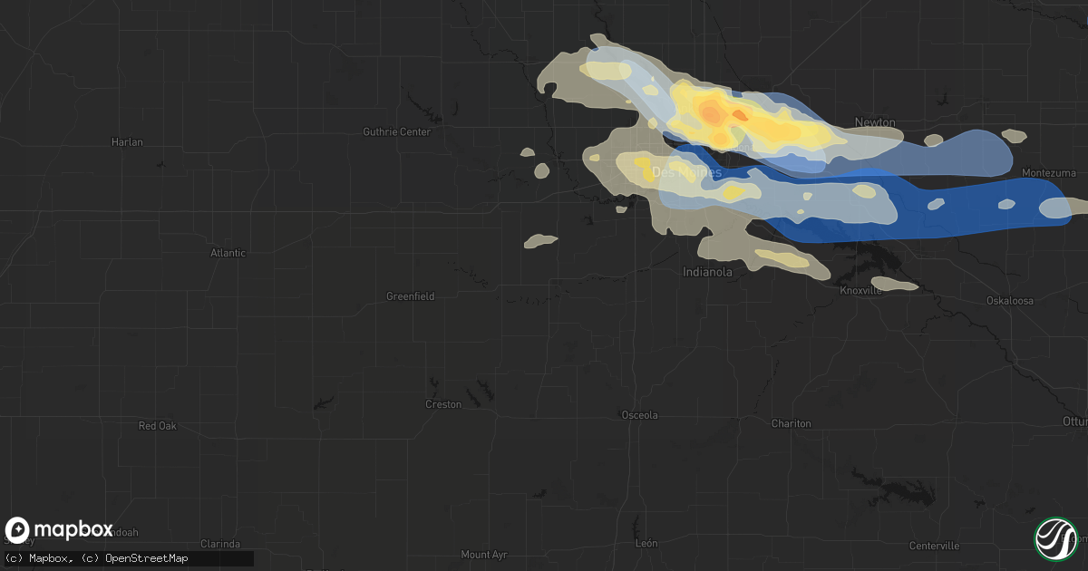 Hail map in Winterset, IA on September 8, 2026
