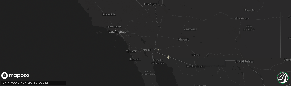 Hail map in Arizona on September 9, 2012