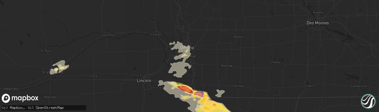 Hail map in Bellevue, NE on September 9, 2014