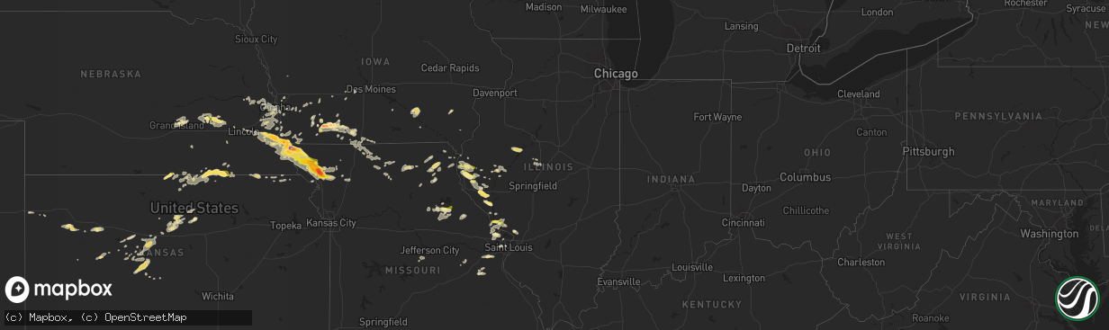 Hail map in Illinois on September 9, 2014