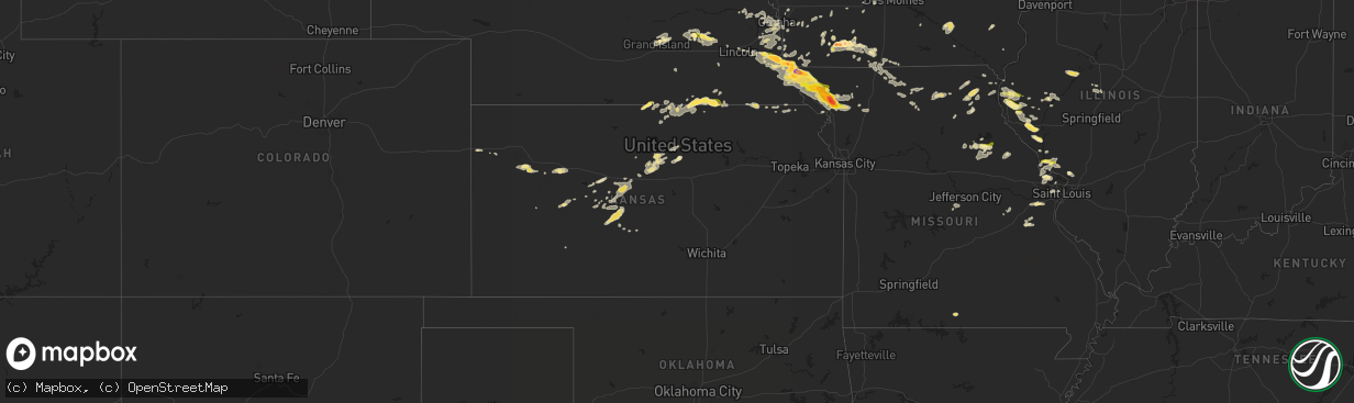 Hail map in Kansas on September 9, 2014