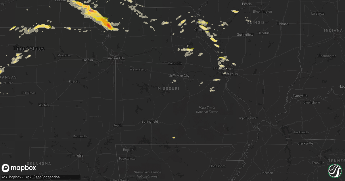 Hail map in Missouri on September 9, 2014