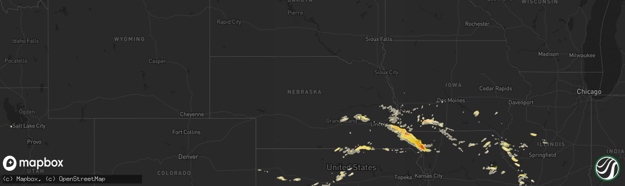 Hail map in Nebraska on September 9, 2014