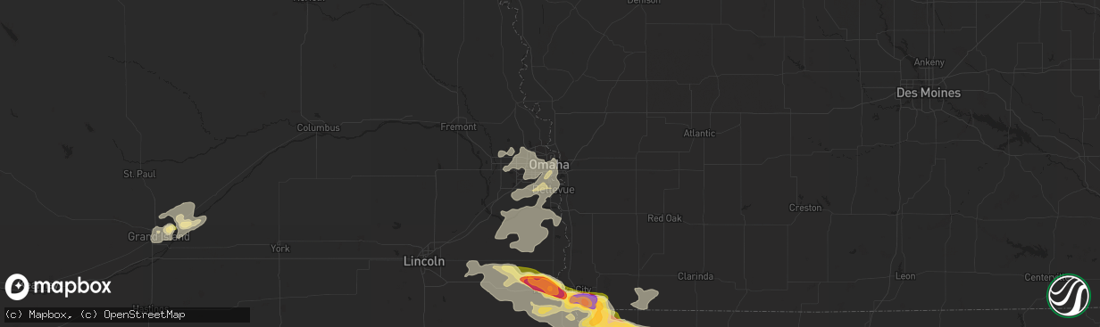 Hail map in Omaha, NE on September 9, 2014