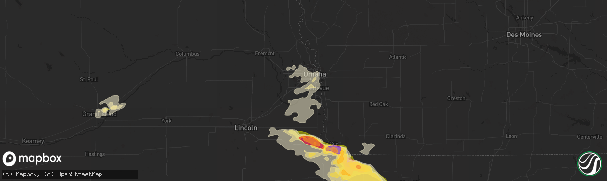 Hail map in Papillion, NE on September 9, 2014