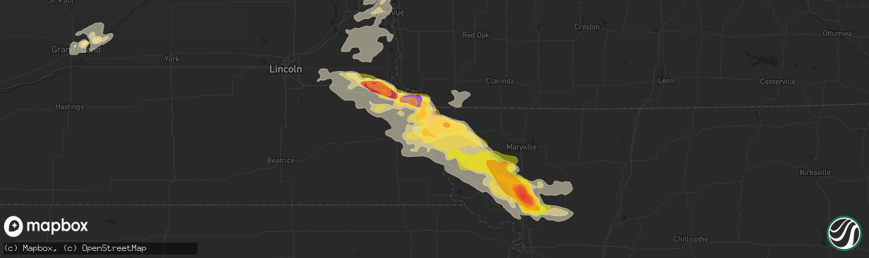 Hail map in Rock Port, MO on September 9, 2014