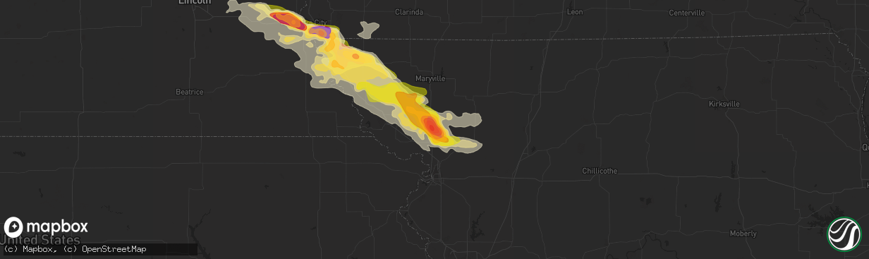 Hail map in Rosendale, MO on September 9, 2014