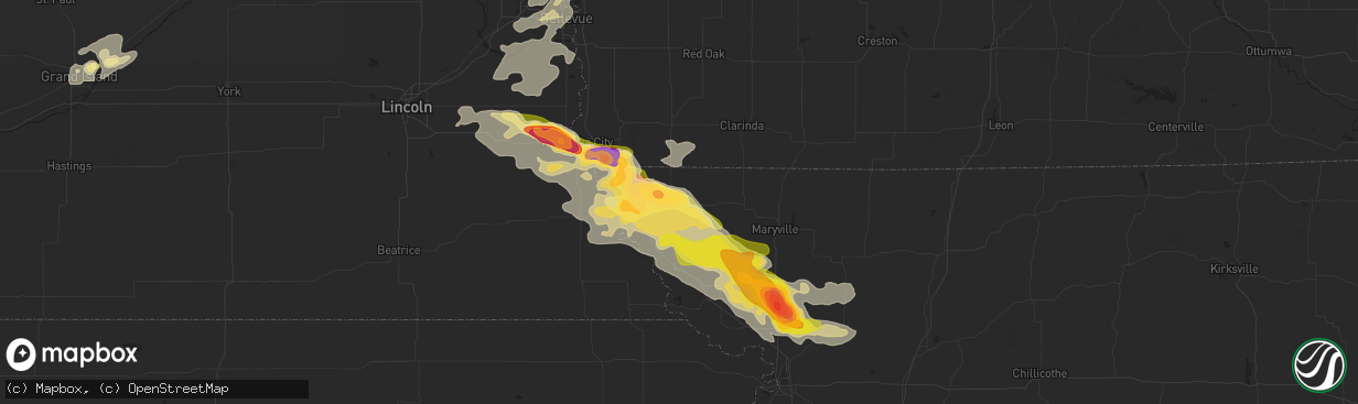 Hail map in Tarkio, MO on September 9, 2014